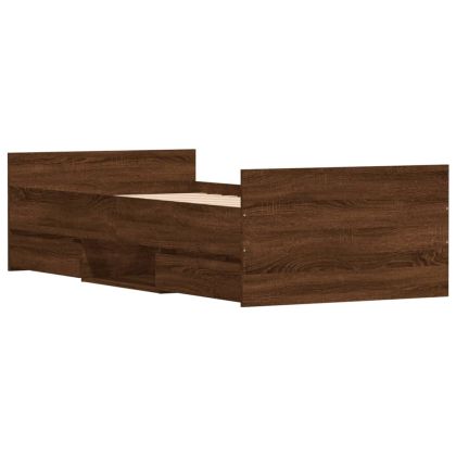 Рамка за легло с горна и долна табла, кафяв дъб, 90x190 см