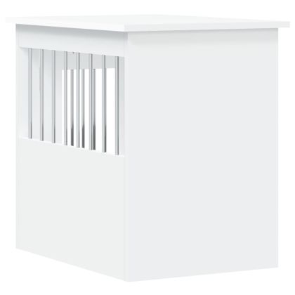 Клетка за куче мебел, бяла, 45x62x59 см, инженерно дърво