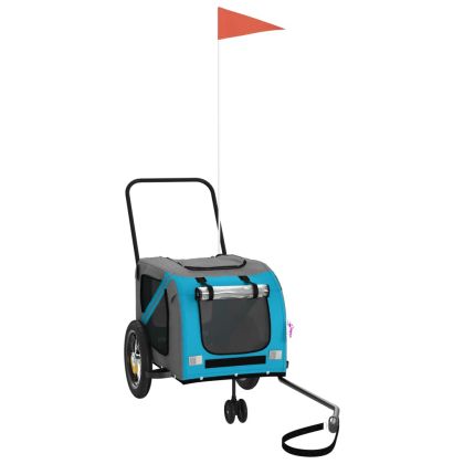 Ремарке за колело за любимци синьо черно Оксфорд плат и желязо