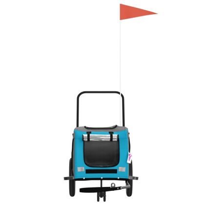 Ремарке за колело за любимци синьо черно Оксфорд плат и желязо