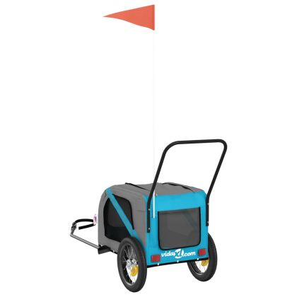 Ремарке за колело за любимци синьо черно Оксфорд плат и желязо