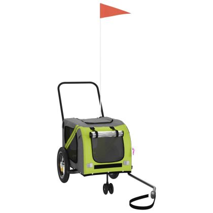 Ремарке за колело за любимци зелено черно Оксфорд плат и желязо