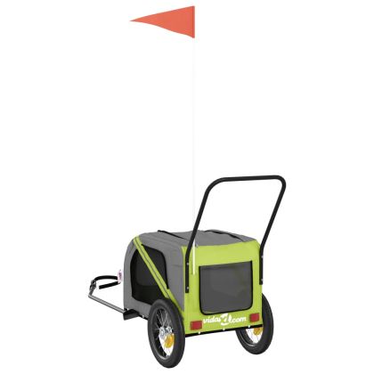 Ремарке за колело за любимци зелено черно Оксфорд плат и желязо