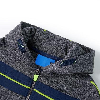 Детски суитшърт с качулка и цип, сив меланж, 92