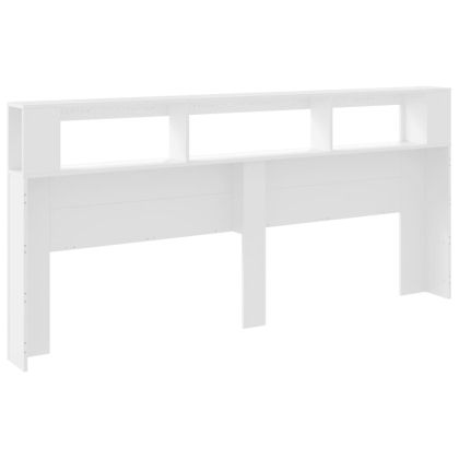 LED горна табла, бяла, 220x18,5x103,5 см, инженерно дърво