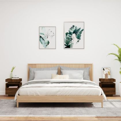 Нощни шкафчета с LED осветление, 2 бр, кафяв дъб, 40x39x48,5 см