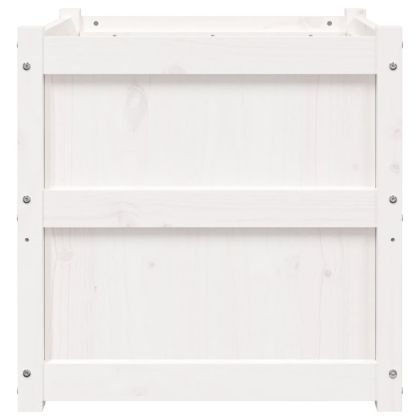 Градински сандък, бял, 60x60x60 см, бор масив