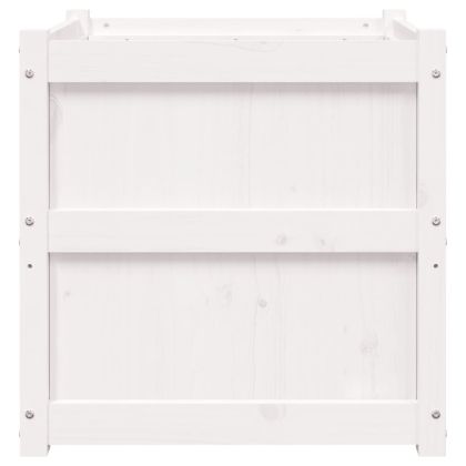 Градински сандък, бял, 60x60x60 см, бор масив