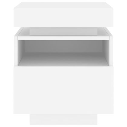 Нощни шкафчета с LED осветление, 2 бр, бели, 40x39x48,5 см