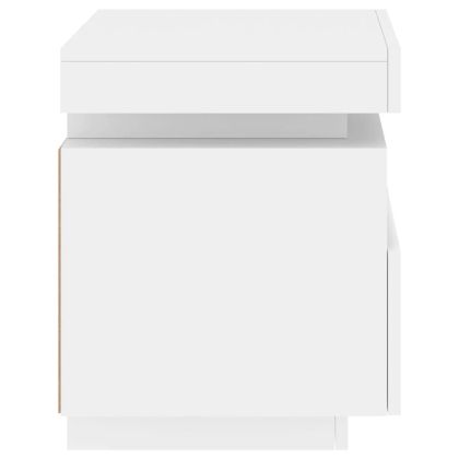 Нощни шкафчета с LED осветление, 2 бр, бели, 40x39x48,5 см