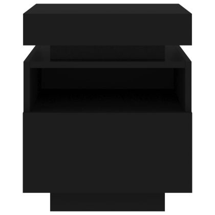 Нощни шкафчета с LED осветление, 2 бр, черни, 40x39x48,5 см