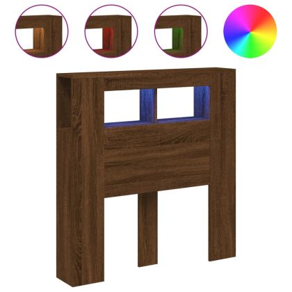 LED горна табла, кафяв дъб, 100x18,5x103,5 см, инженерно дърво