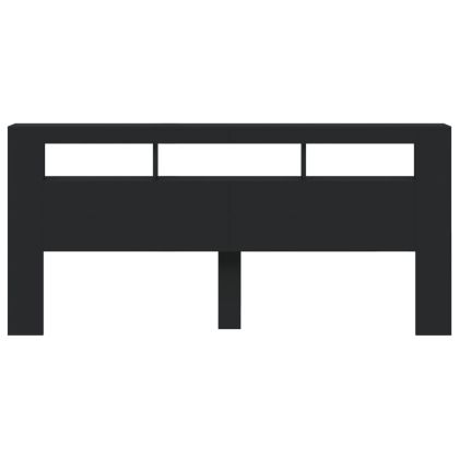 LED горна табла, черна, 220x18,5x103,5 см, инженерно дърво