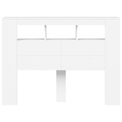 LED горна табла за легло бяла 140x18,5x103,5 см инженерно дърво