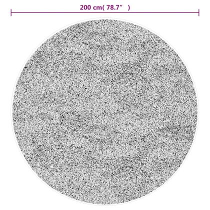 Перящ се килим, антрацит, Ø 200 см, противоплъзгащ