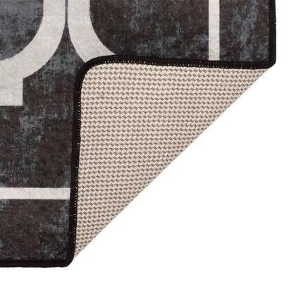 Перящ се килим, черно и бяло, 120x180 см, противоплъзгащ