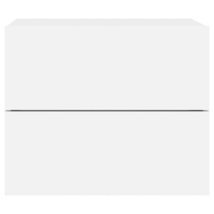 Нощни шкафчета за стена с LED осветление, 2 бр, бели