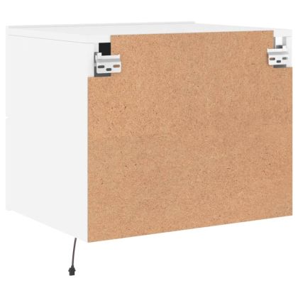 Нощни шкафчета за стена с LED осветление, 2 бр, бели