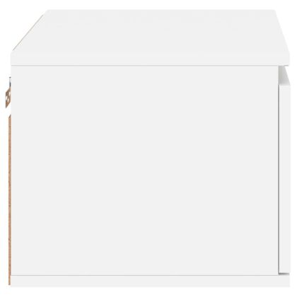 Нощно шкафче за стена с LED осветление, бяло