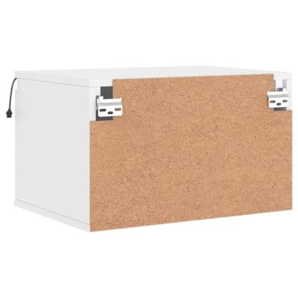 Нощно шкафче за стена с LED осветление, бяло