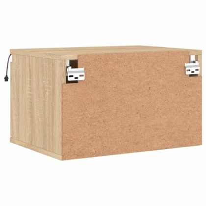 Нощно шкафче за стена с LED осветление, дъб сонома