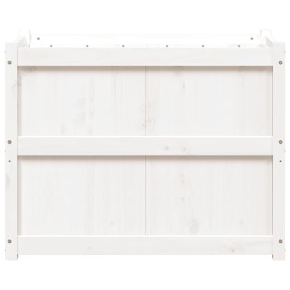 Градински сандък, бял, 90x50x70 см, бор масив