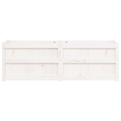 Градински сандък, бял, 150x50x50 см, борово дърво масив