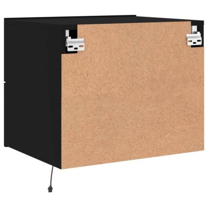 Нощни шкафчета за стена с LED осветление, 2 бр, черни