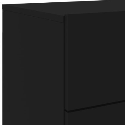 Нощни шкафчета за стена с LED осветление, 2 бр, черни