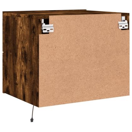 Нощно шкафче за стена с LED осветление, опушен дъб