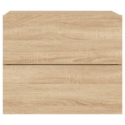 Нощни шкафчета за стена с LED осветление, 2 бр, сонома дъб