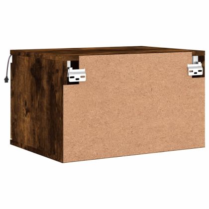 Нощно шкафче за стена с LED осветление, опушен дъб