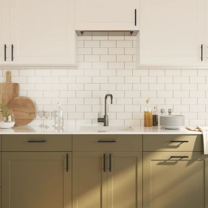 Дръжки за шкафове, 10 бр, черни, 96 мм, неръждаема стомана