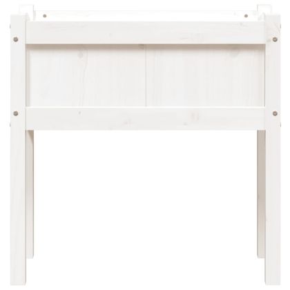 Градинска кашпа с крака, бели, 70x31x70 см, бор масив