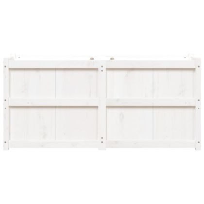 Градински сандък, бял, 150x50x70 см, борово дърво масив