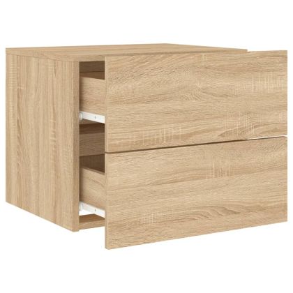 Нощно шкафче за стена с LED осветление, дъб сонома