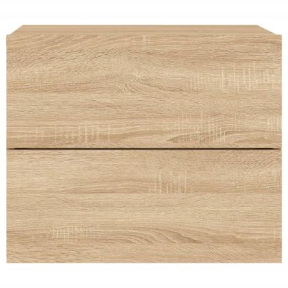 Нощно шкафче за стена с LED осветление, дъб сонома