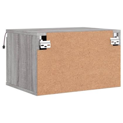 Нощни шкафчета за стена с LED осветление, 2 бр, сив сонома