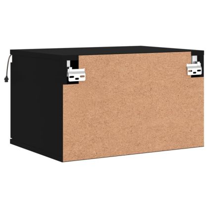 Нощно шкафче за стена с LED светлини, черно