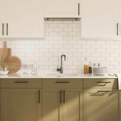 Дръжки за шкафове, 10 бр, черни, 128 мм, неръждаема стомана