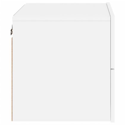 Нощно шкафче за стена с LED осветление, бяло