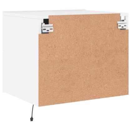 Нощно шкафче за стена с LED осветление, бяло