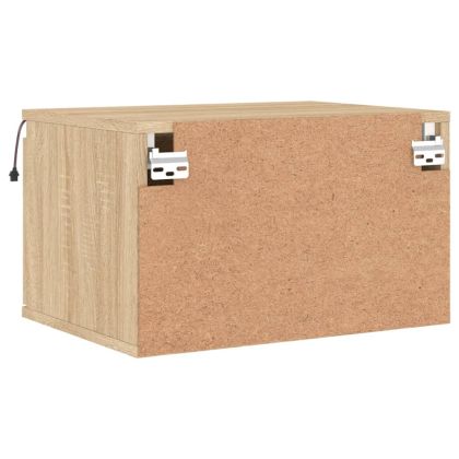 Нощни шкафчета за стена с LED осветление, 2 бр, сонома дъб