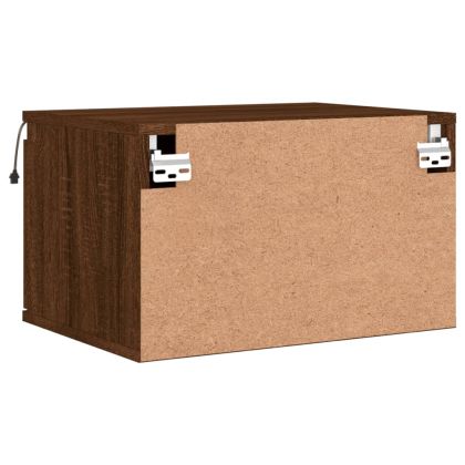 Нощно шкафче за стена с LED осветление, кафяв дъб