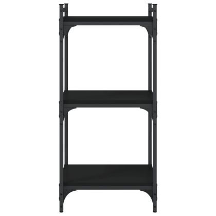 Библиотека 3 рафта черна 40x30x86 см инженерно дърво