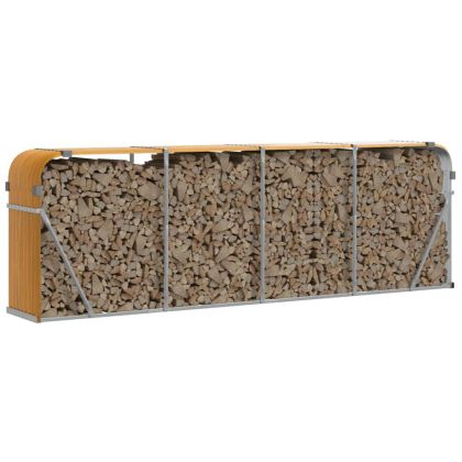 Поставка за дърва, дървесен вид, 300x45x100 см, стомана