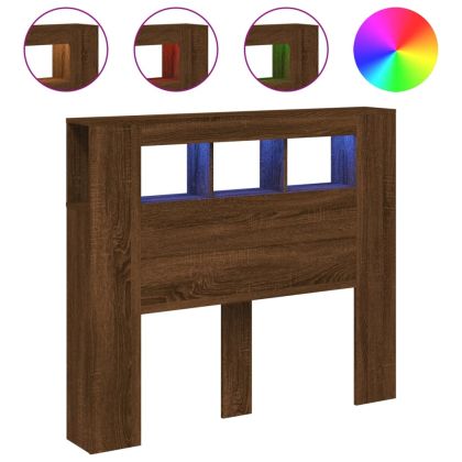 LED горна табла, кафяв дъб, 120x18,5x103,5 см, инженерно дърво