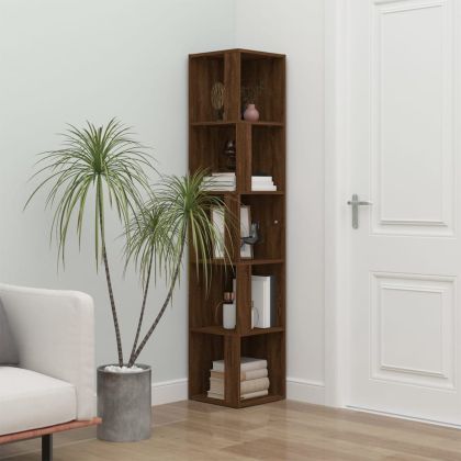 Ъглов шкаф, кафяв дъб, 33x33x164,5 см, инженерно дърво