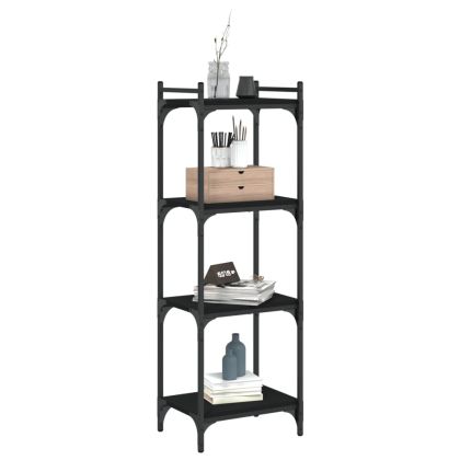 Библиотека 4 рафта черна 40x30x120 см инженерно дърво
