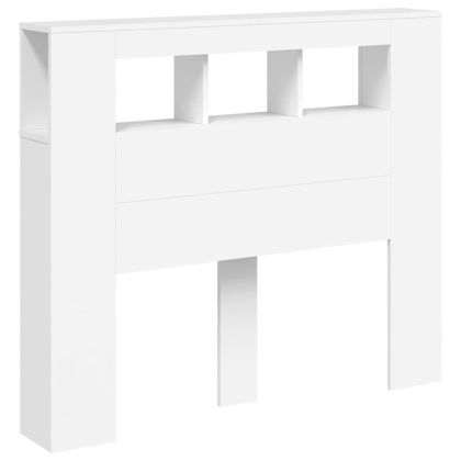 LED горна табла за легло бяла 120x18,5x103,5 см инженерно дърво